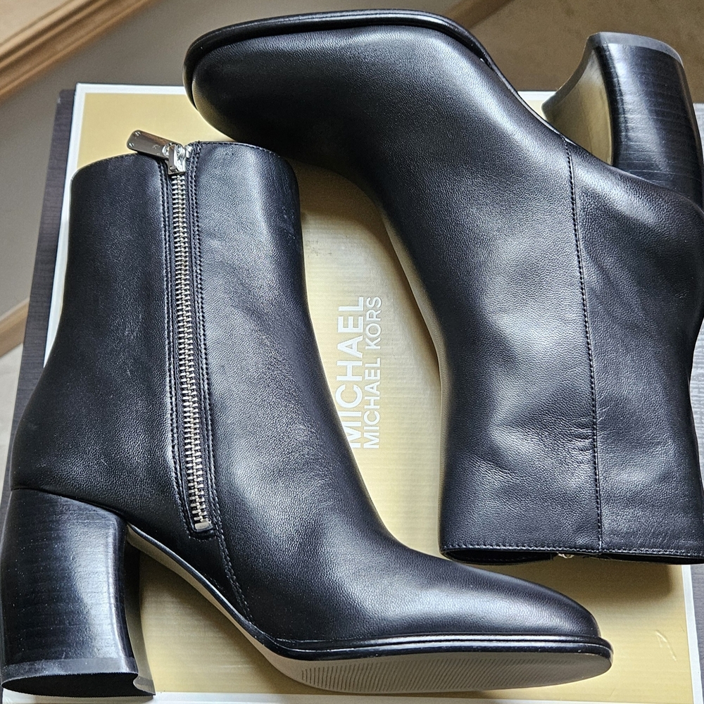 Michael Kors Sleek Black Leather Booties